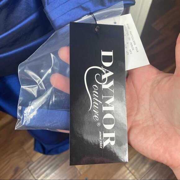 Daymor Couture Colbalt asymmetric pleated dress jacket formal wedding - Picture 11 of 12